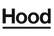 haz el logo Hood con una linea debajo, con fuente negra y sin fondo 